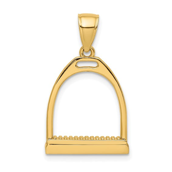 14k yellow gold horse stirrup 3d pendant charm
