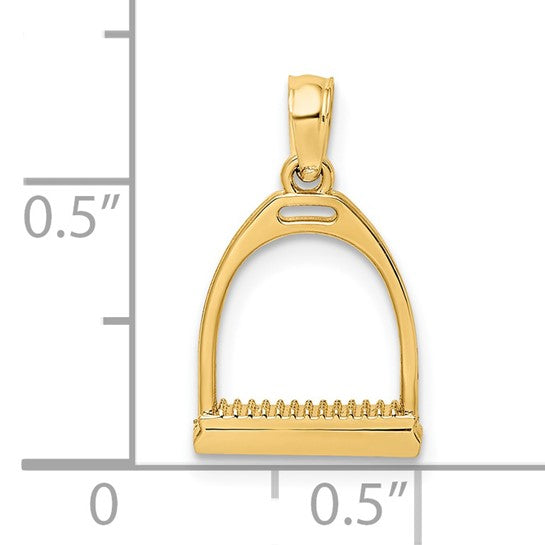 14k Yellow Gold Horse Stirrup 3D Small Pendant Charm