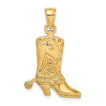Kép betöltése a galériamegjelenítőbe: 14k Yellow Gold Boot with Spur Horse Flower Design Pendant Charm
