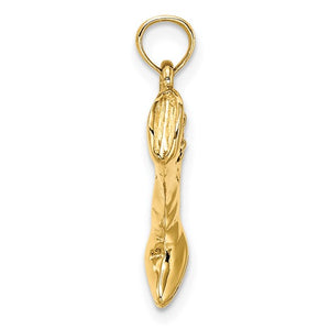 14k Yellow Gold Boot 3D Western Pendant Charm