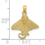 Load image into Gallery viewer, 14k Yellow Gold Stingray Eagle Ray Textured Spotted Pendant Charm
