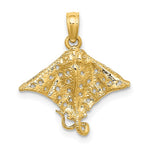 Afbeelding in Gallery-weergave laden, 14k Yellow Gold Stingray Eagle Ray Spotted with Holes Pendant Charm
