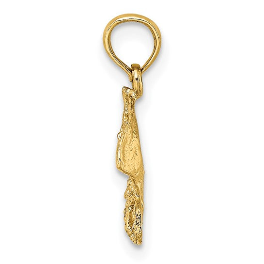 14k Yellow Gold Stingray Textured Small Pendant Charm
