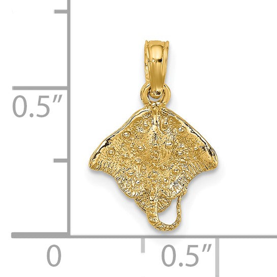 14k Yellow Gold Stingray Textured Small Pendant Charm