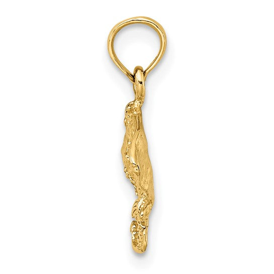 14k Yellow Gold Stingray Textured Small Pendant Charm
