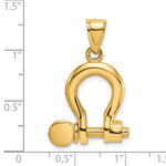 Załaduj obraz do przeglądarki galerii, 14k Yellow Gold Nautical Shackle Link Moveable 3D Pendant Charm
