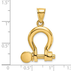 14k Yellow Gold Nautical Shackle Link Moveable 3D Pendant Charm