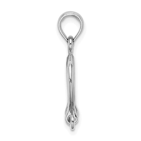 14k White Gold Nautical Shackle Link Moveable 3D Pendant Charm