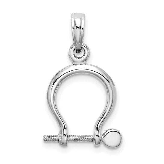 14k White Gold Nautical Shackle Link Moveable 3D Pendant Charm