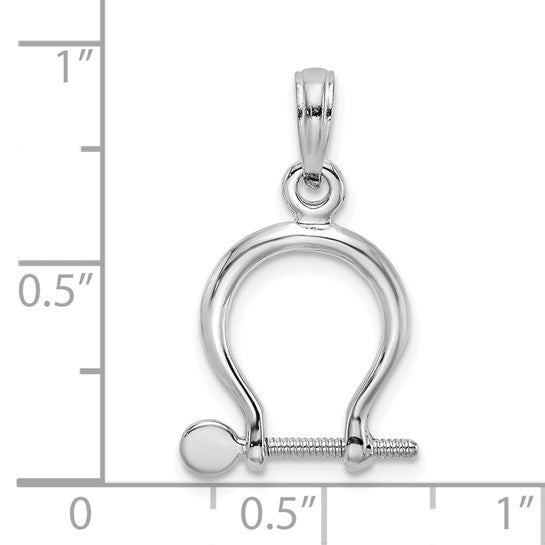 14k White Gold Nautical Shackle Link Moveable 3D Pendant Charm