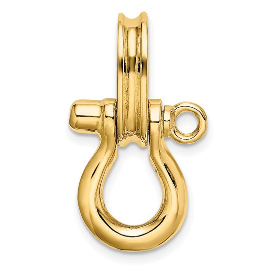 14k Yellow Gold Nautical Shackle Link with Pulley 3D Pendant Charm