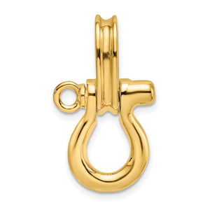 14k Yellow Gold Nautical Shackle Link with Pulley 3D Pendant Charm