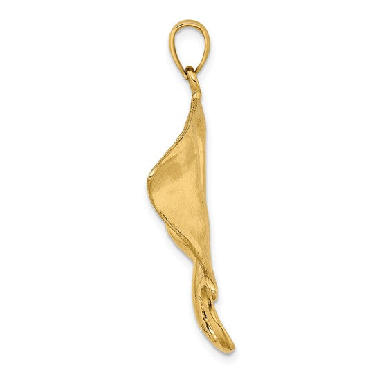 14k Yellow Gold Stingray Open Back Large Pendant Charm