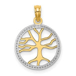 Indlæs billede til gallerivisning 14k Yellow Gold and Rhodium Tree of Life Circle Round Pendant Charm
