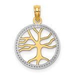 Charger l&#39;image dans la galerie, 14k Yellow Gold and Rhodium Tree of Life Circle Round Pendant Charm
