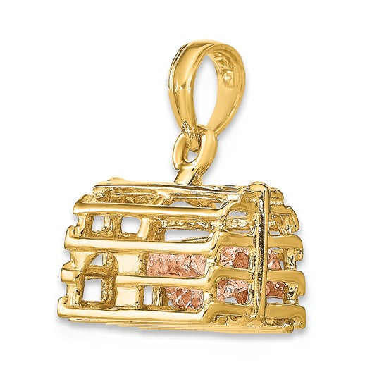 14k Yellow Rose Gold Two Tone Lobster Trap 3D Pendant Charm