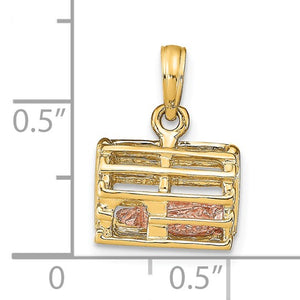 14k Yellow Rose Gold Two Tone Lobster Trap 3D Pendant Charm