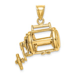 Carica l&#39;immagine nel visualizzatore di Gallery, 14k Yellow Gold Fishing Reel Moveable 3D Pendant Charm

