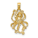 Lataa kuva Galleria-katseluun, 14k Yellow Gold and Rhodium Octopus Pendant Charm
