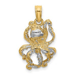 Charger l&#39;image dans la galerie, 14k Yellow Gold and Rhodium Octopus Pendant Charm
