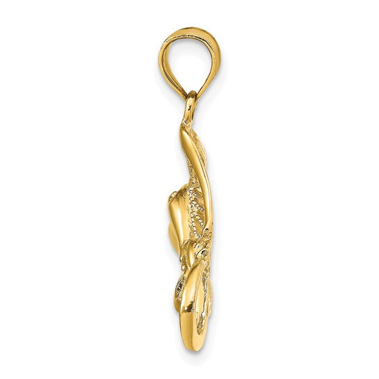 14k Yellow Gold Stingray Textured Pendant Charm