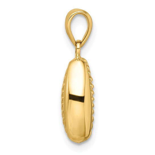 14k Yellow Gold Cowrie Cowry Shell Seashell 3D Pendant Charm