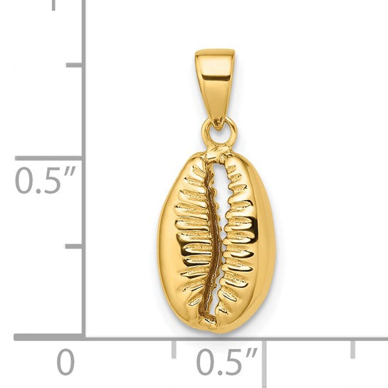 14k Yellow Gold Cowrie Cowry Shell Seashell 3D Pendant Charm