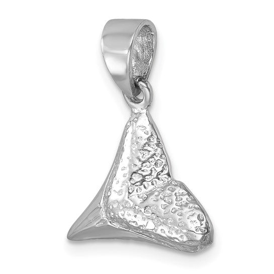 Sterling Silver Shark Tooth 3D Pendant Charm Rhodium Plated