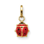 Indlæs billede til gallerivisning 14K Yellow Gold Petite Red and Black Enamel Ladybug Charm Front View
