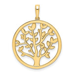 Cargar imagen en el visor de la galería, 14k Yellow Gold Rhodium Tree of Life Circle Round Pendant Charm
