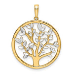 이미지를 갤러리 뷰어에 로드 , 14k Yellow Gold Rhodium Tree of Life Circle Round Pendant Charm
