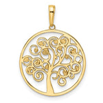 Загрузить изображение в средство просмотра галереи, 14k Yellow Gold Rhodium Tree of Life Circle Round Pendant Charm
