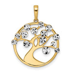 Load image into Gallery viewer, 14k Yellow Gold Rhodium Tree of Life Pendant Charm
