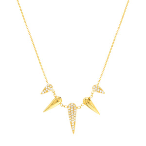 14K Yellow Gold Diamond Bear Claw Drop Dangle Adjustable Necklace