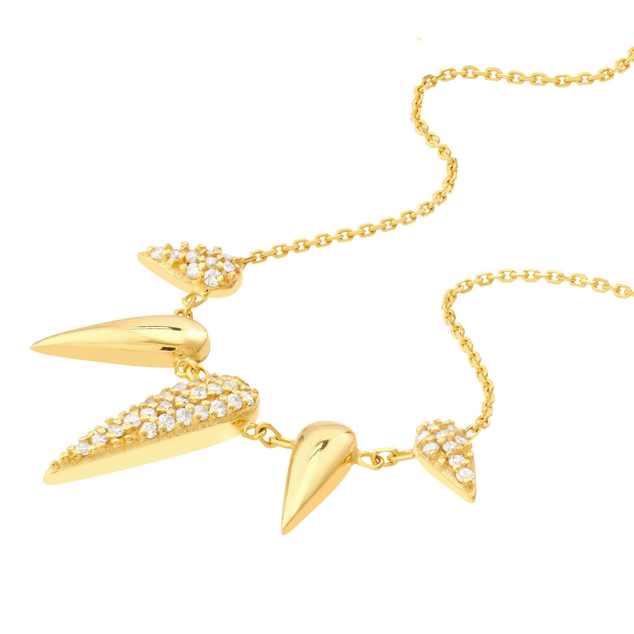 14K Yellow Gold Diamond Bear Claw Drop Dangle Adjustable Necklace