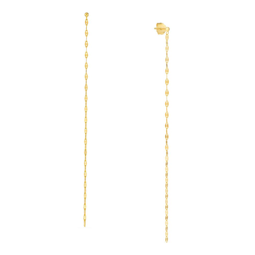 14k yellow gold hammered forzentina chain shoulder dangle earrings