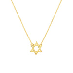 將圖片載入圖庫檢視器 14k Yellow Gold Mini Star of David Pendant Charm Necklace

