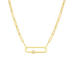 Load image into Gallery viewer, 14k Yellow Gold Diamond Paperclip Link Necklace with Lobster Clasp
