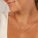 Load image into Gallery viewer, 14k Yellow Gold Diamond Paperclip Link Necklace with Lobster Clasp
