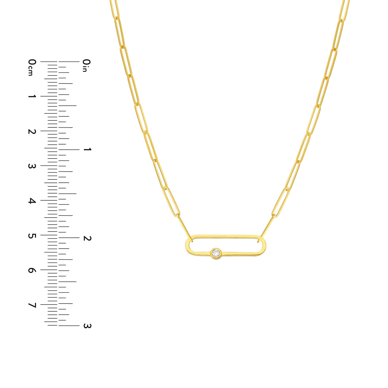14k Yellow Gold Twin Diamond Paperclip Link Necklace with Lobster Clasp