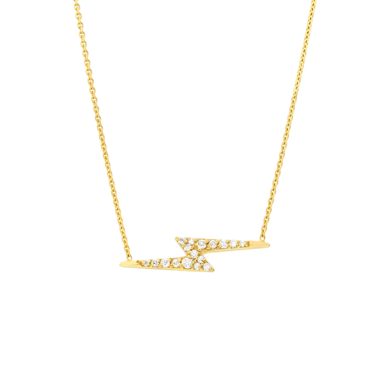 14K Yellow Gold Diamond Thunderbolt Lightning Adjustable Necklace