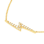 Lataa kuva Galleria-katseluun, 14K Yellow Gold Diamond Thunderbolt Lightning Adjustable Necklace
