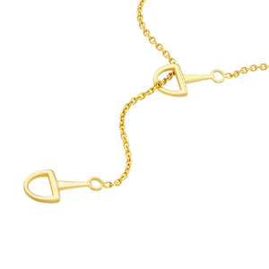 14K Yellow Gold Horse Bit Lariat Y Necklace