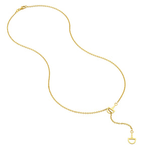 14K Yellow Gold Horse Bit Lariat Y Necklace