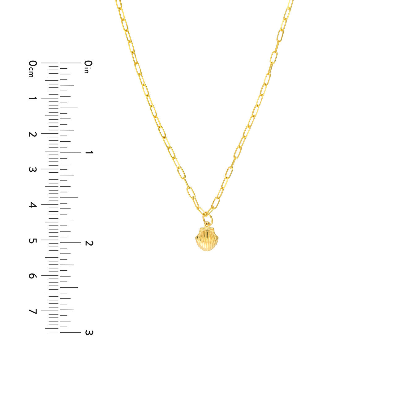 14K Yellow Gold Mini Shell Seashell Paper Clip Chain Necklace