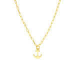 Cargar imagen en el visor de la galería, 14K Yellow Gold Mini Anchor Paper Clip Chain Necklace
