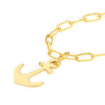 Carregar imagem no visualizador da galeria, 14K Yellow Gold Mini Anchor Paper Clip Chain Necklace
