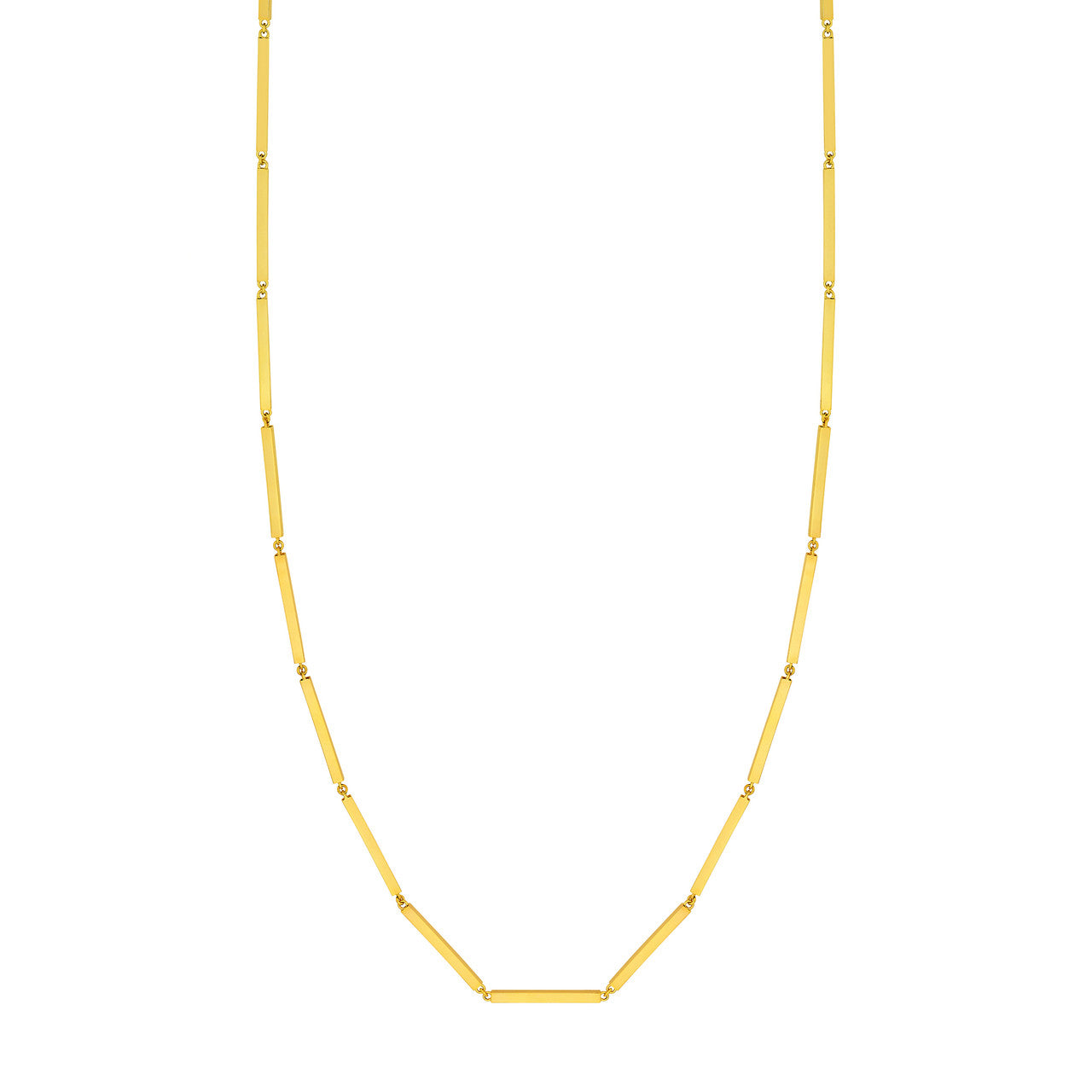 14k Yellow Gold Square Bar Link Station Choker Necklace Chain