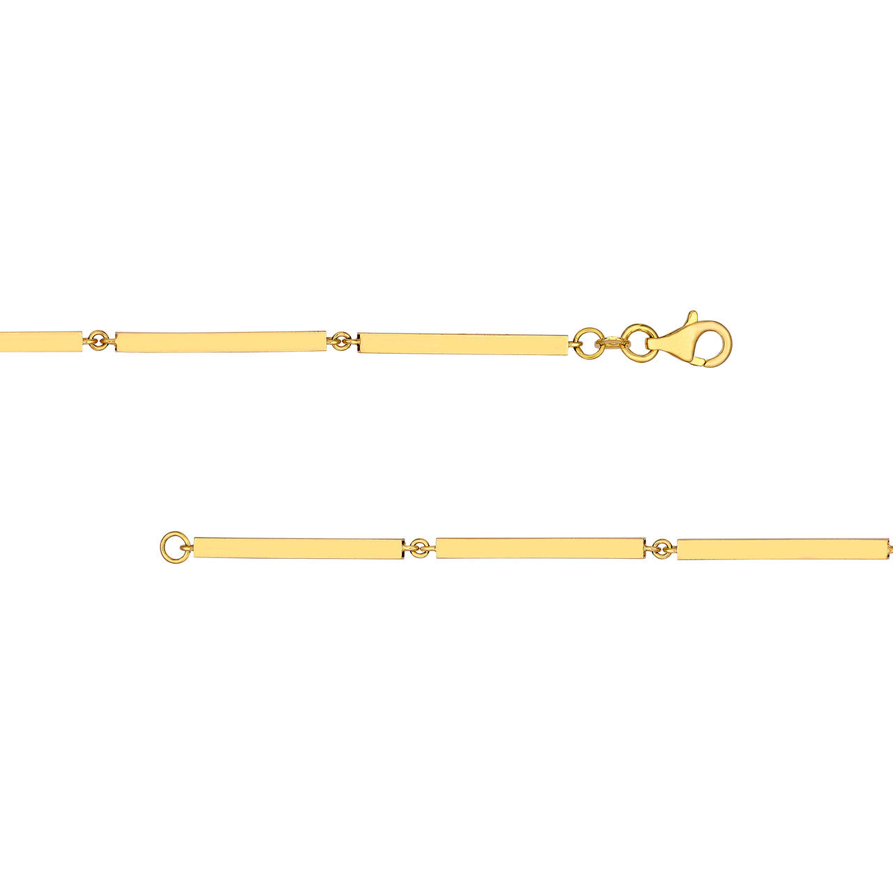 14k Yellow Gold Square Bar Link Station Choker Necklace Chain