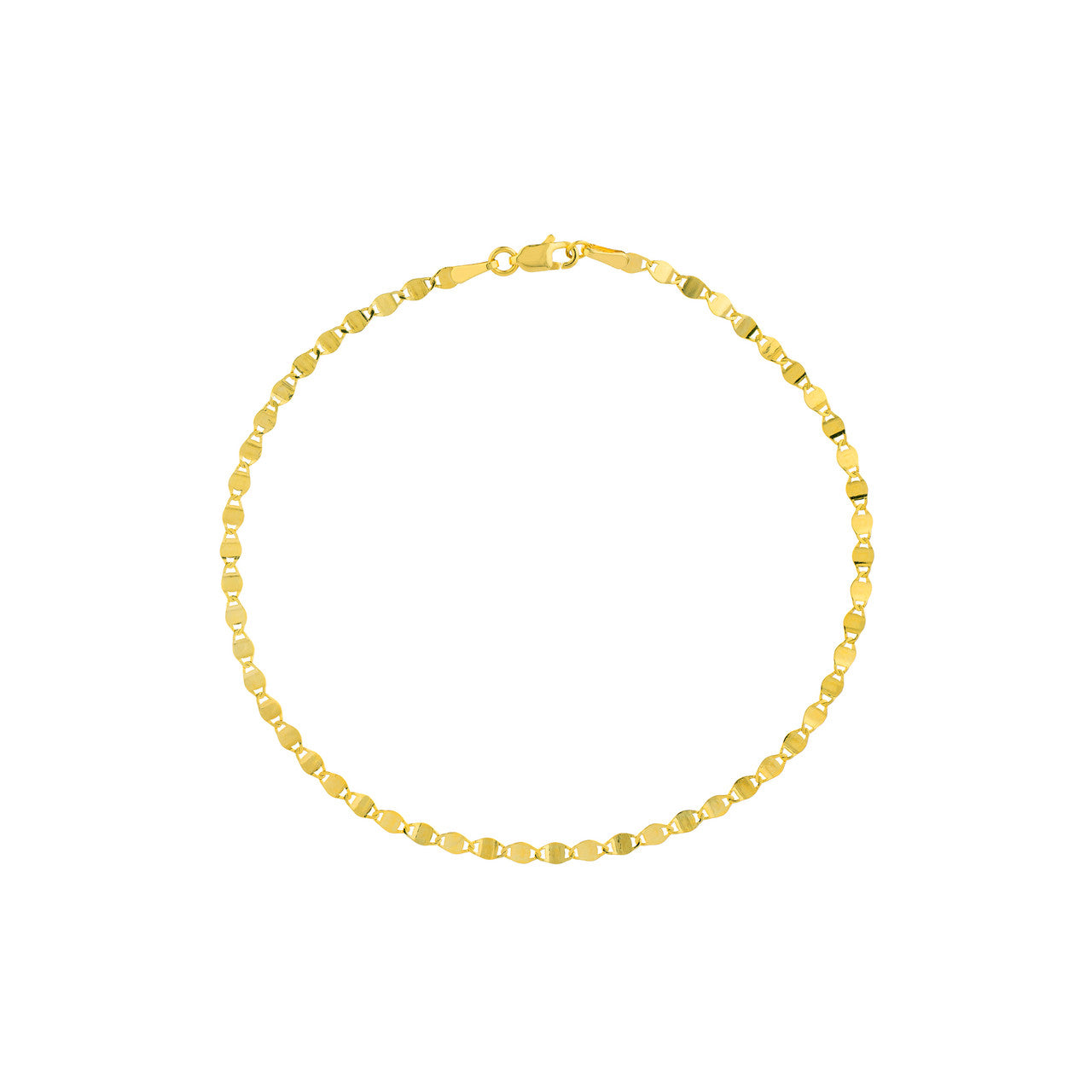 10k Yellow Gold 2.70mm Valentino Mirror Disc Bracelet Necklace Chain